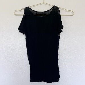 🆕 GUESS COLLECTION Y2K Ruffle Sheer Blouse in Black SZ S